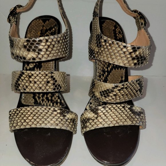 Vintage Sergio Rossi Python Wedge Sandals, 4" Heel - Picture 3 of 6